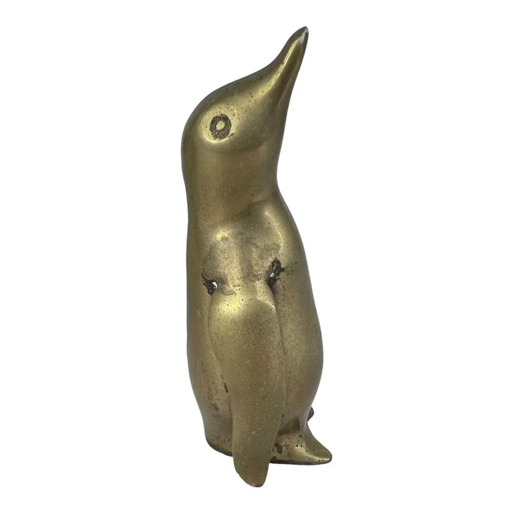 Vintage Solid Brass Mom & Baby Penguin Figurine Set of 2 Made Korea 5.25